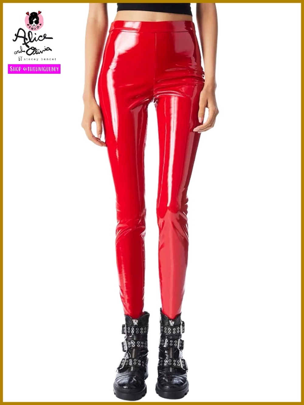 Alice + Olivia Maddox Red Vegan Leather Legging Pant
